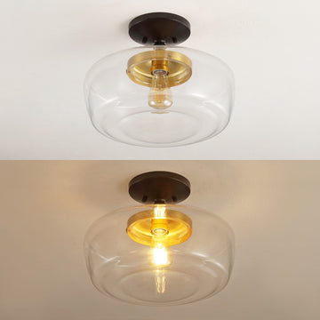 Marfa 14" Glass/Iron Farmhouse Modern LED Flush Mount